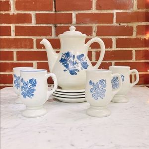 Vintage Pfaltzgraff Yorktowne Coffee Pot, Mugs, & Small Plates